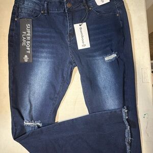 BAMBOO Dark Blue Super Soft Flare Jeans